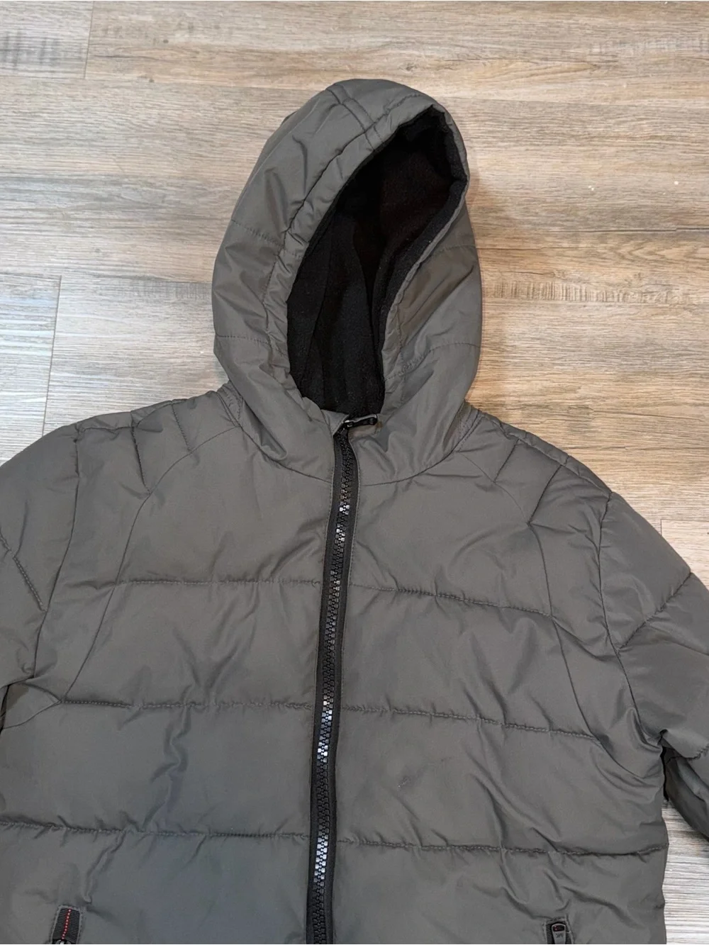 Michael Kors Hooded Puffer Coat Womens Medium (8) Gray Zipper Pockets